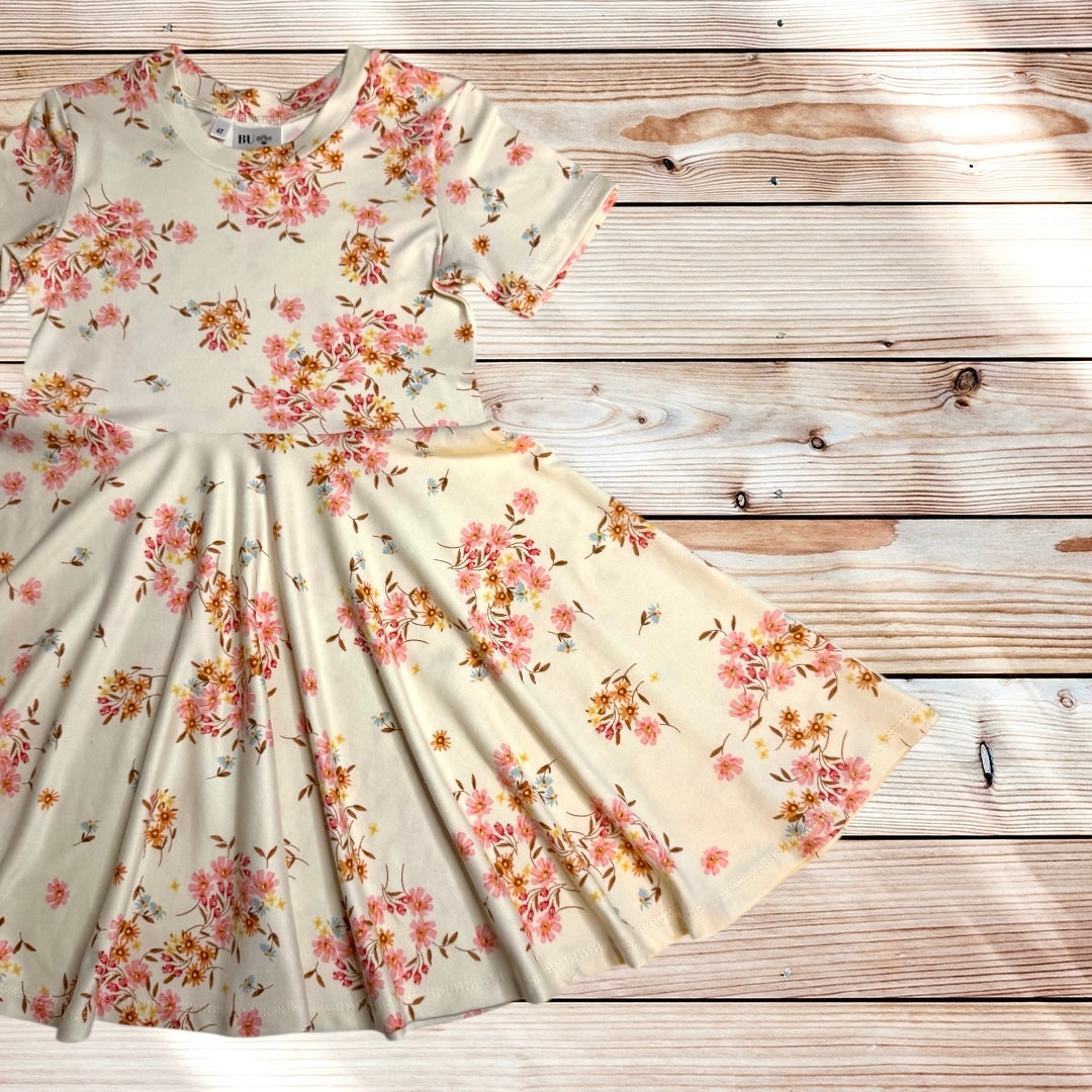Twirl Dress in Ivory Floral Print