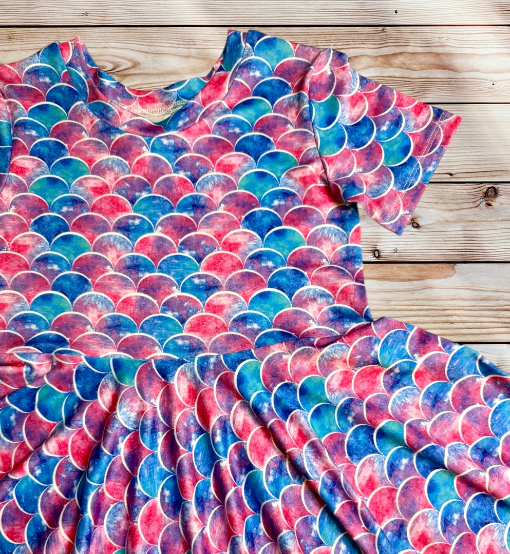 Twirl Dress in mermaid scale print 4T