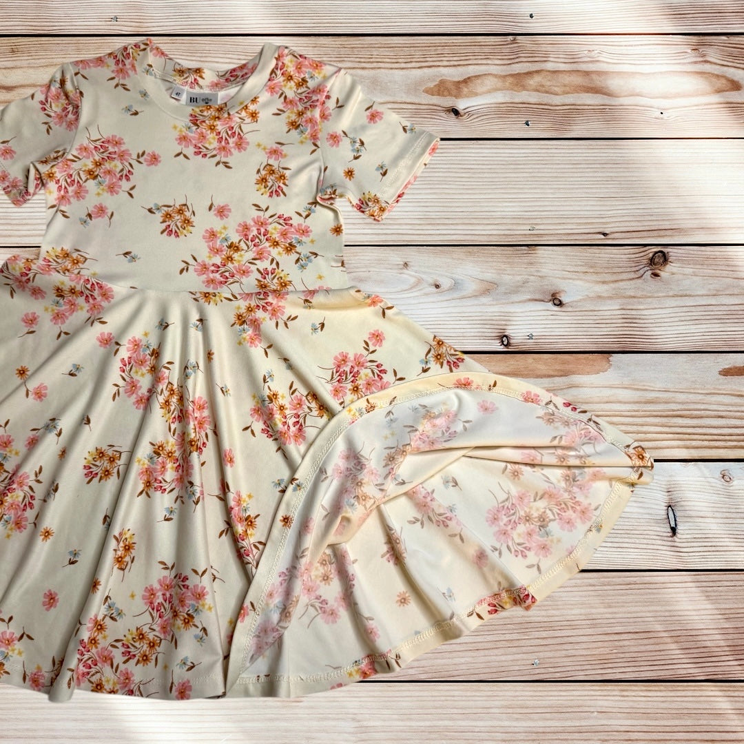 Twirl Dress in Ivory Floral Print