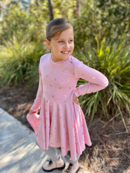 Pink Unicorn Twirly Dress in Multiple Prints