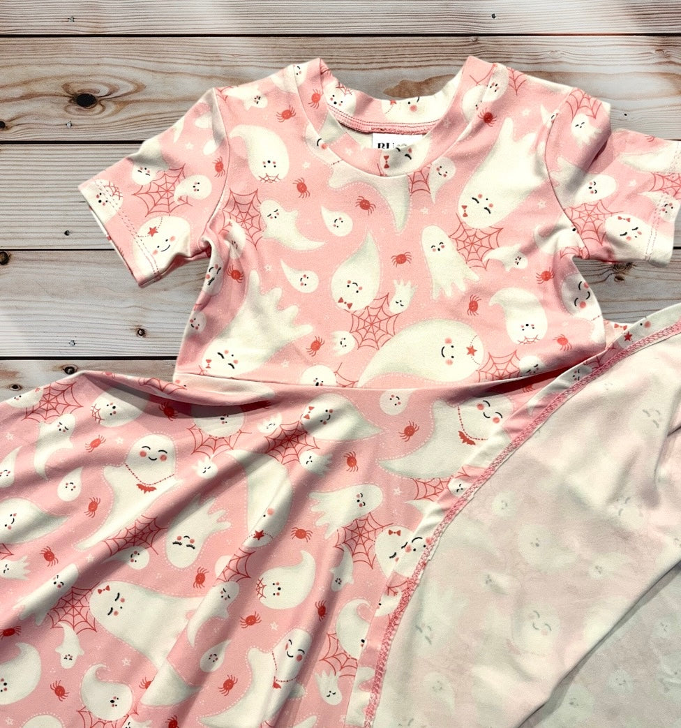 Pink Ghosts Twirl Dress