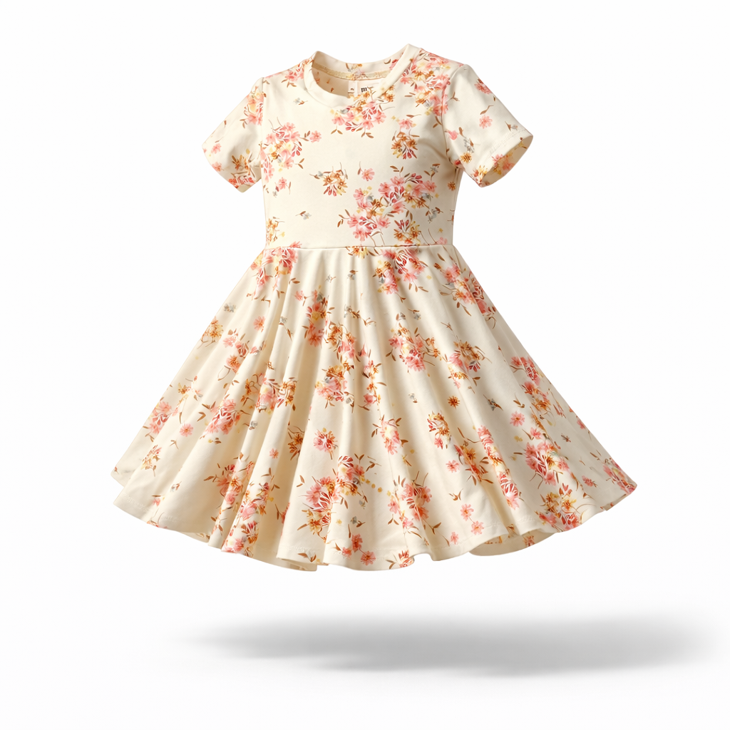 Twirl Dress in Ivory Floral Print