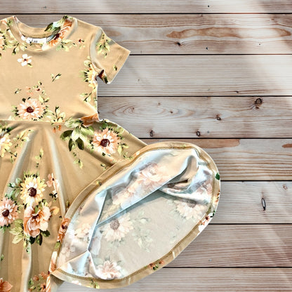 Twirl Dress in Tan Floral