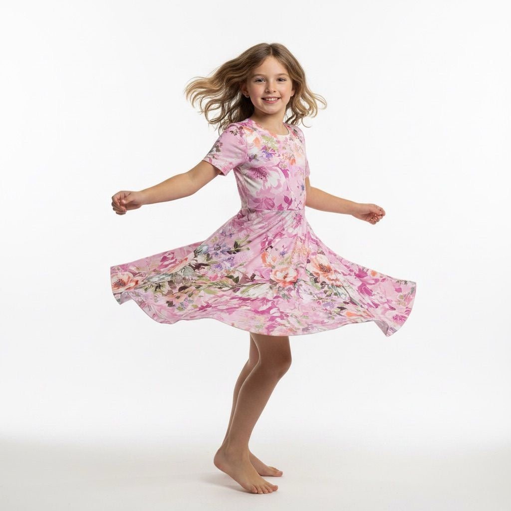 Twirl Dress in pink floral print