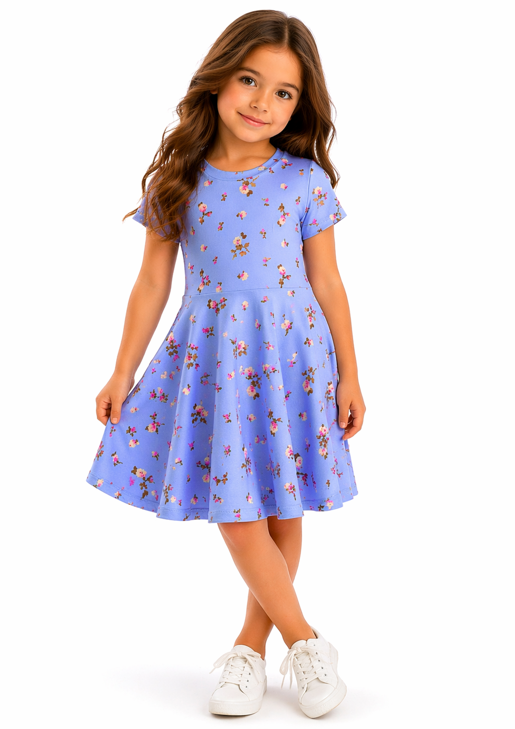 Twirl Dress in light blue floral print