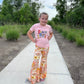 Bell Bottom Pants for Girls in Pink Floral