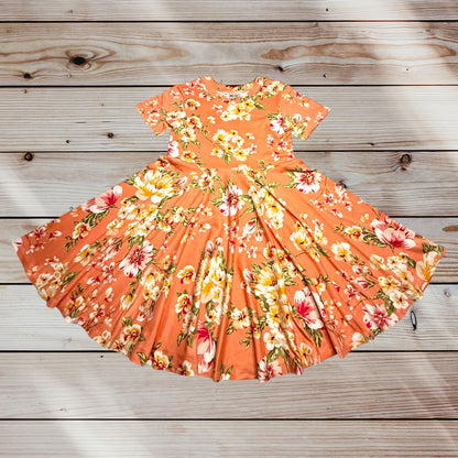 Twirl Dress in peach floral print