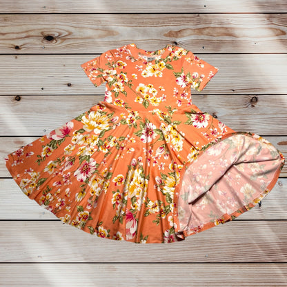Twirl Dress in peach floral print