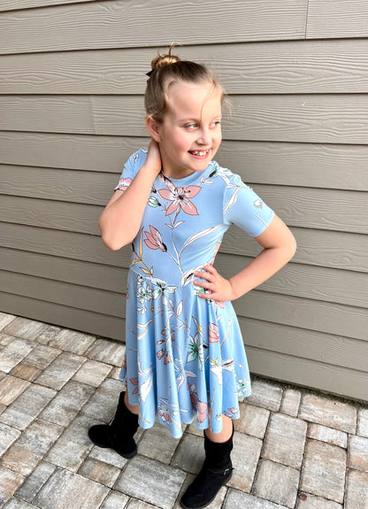 Twirl Dress in Baby Blue Floral