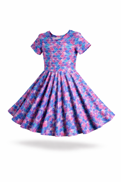 Twirl Dress in mermaid scale print