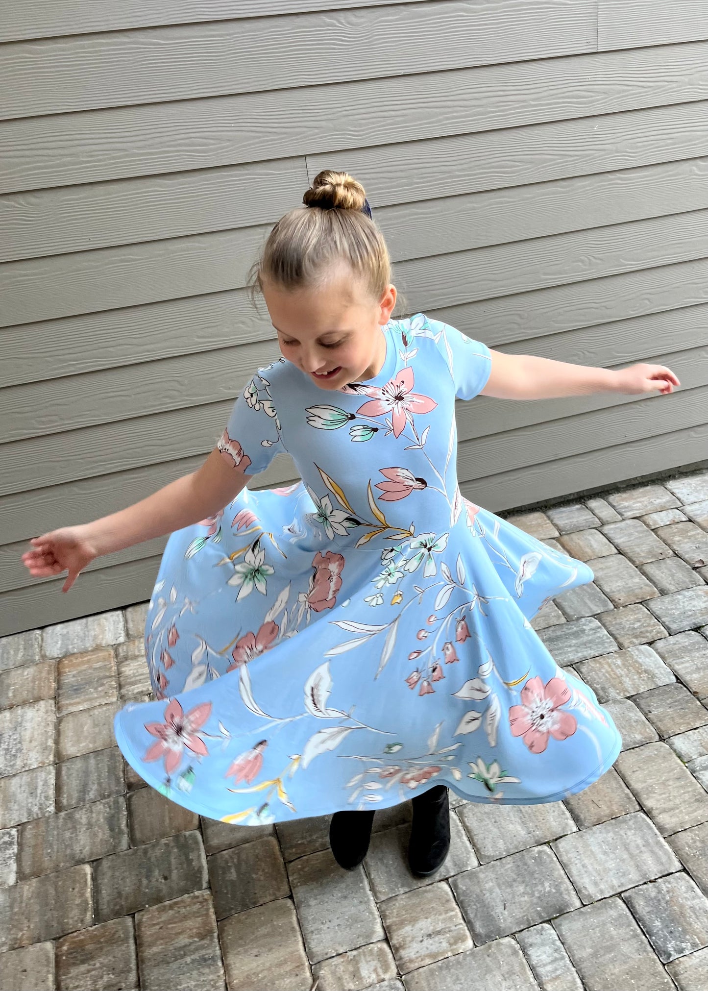 Twirl Dress in Baby Blue Floral