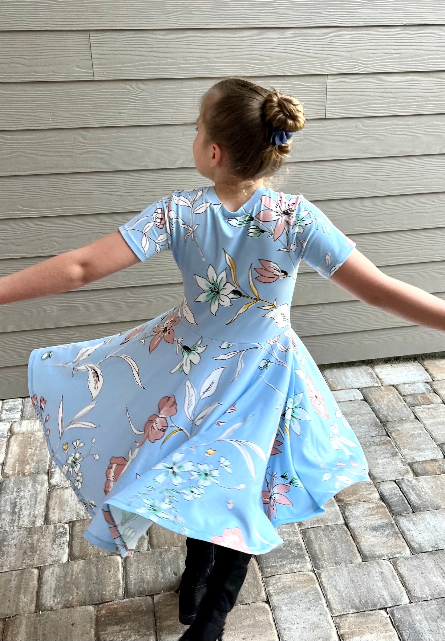 Twirl Dress in Baby Blue Floral