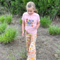 Bell Bottom Pants for Girls in Pink Floral