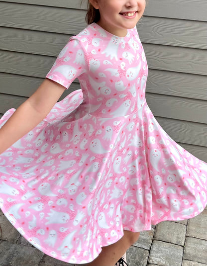 Pink Ghosts Twirl Dress