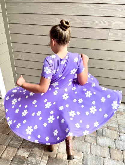 Lily Twirl Dress in Vintage Daisies