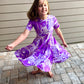Lily Twirl Dress in Purple Marble Print
