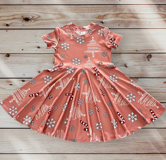 Christmas Candy Cane Twirl Dress