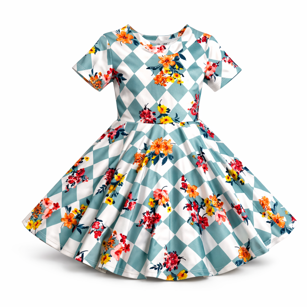 Twirl Dress in Sage Floral Print