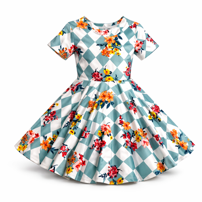 Twirl Dress in Sage Floral Print
