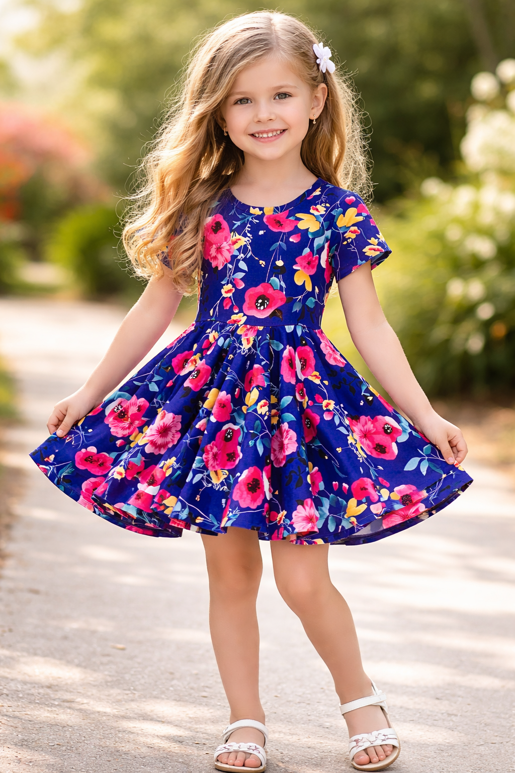Twirl Dress in Blue Floral