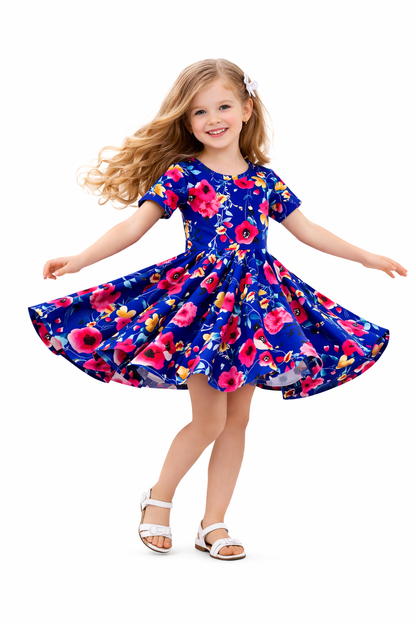 Twirl Dress in Blue Floral
