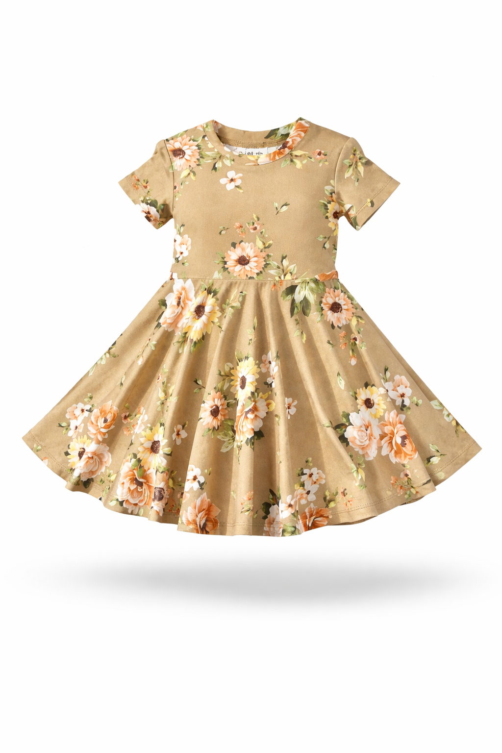 Twirl Dress in Tan Floral