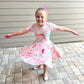 Lily Twirl Dress in Pink Marble Print