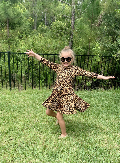 Ava Twirl Dress in Leopard Print