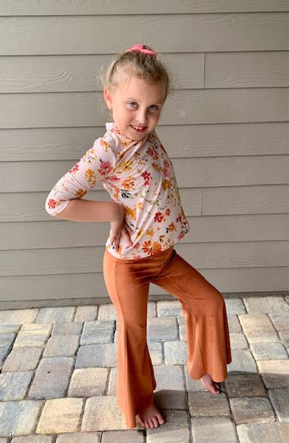 Velour Bell Bottom Pants Rust