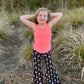 Bell Bottom Pants in Navy/Peach Print Girls
