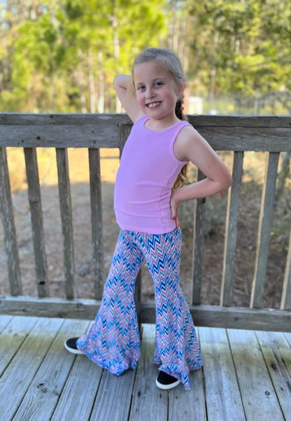 Bell Bottom Pants in Chevron Print Girls