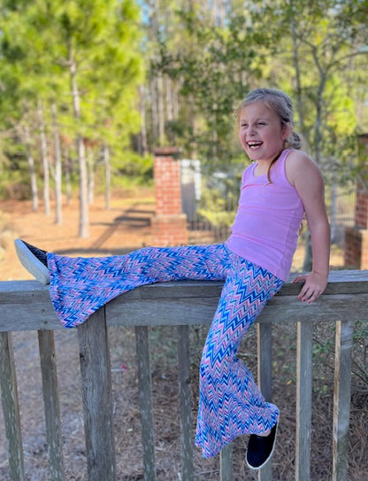 Bell Bottom Pants in Chevron Print Girls