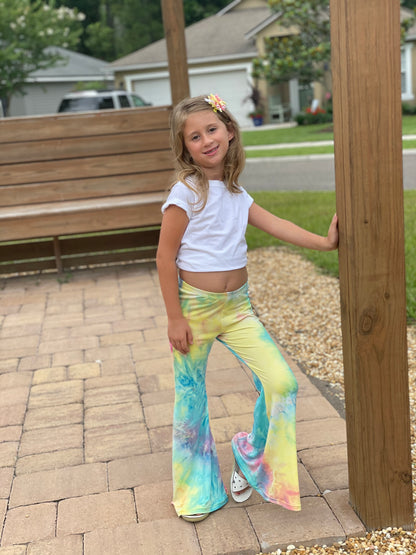 Bell Bottom Pants in Tie Dye Print Girls