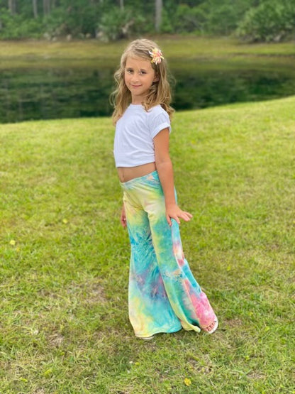 Bell Bottom Pants in Tie Dye Print Girls