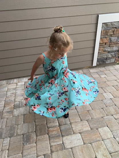 Dana Twirl Sundress in Mint Floral