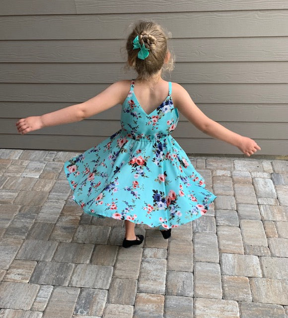 Dana Twirl Sundress in Mint Floral