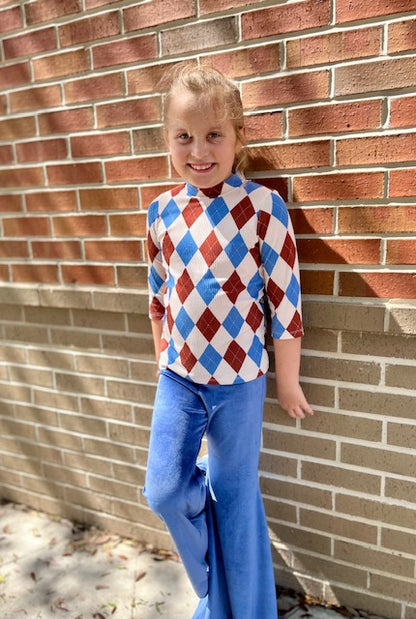 Velour Bell Bottom Pants Denim