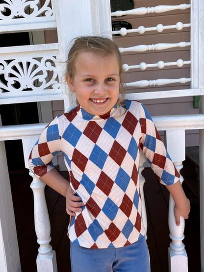 Olivia Elbow Sleeves Top in Denim/Break