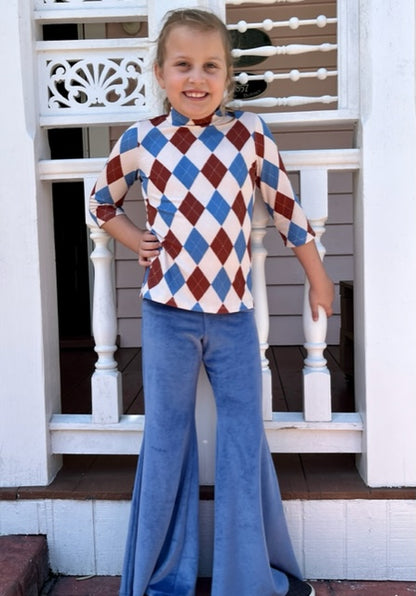 Olivia Elbow Sleeves Top in Denim/Break