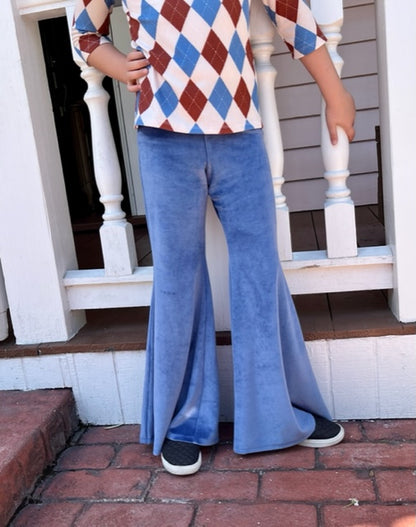 Velour Bell Bottom Pants Denim