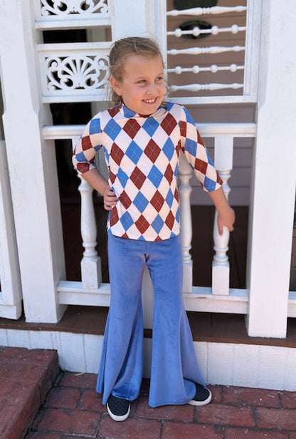 Velour Bell Bottom Pants Denim