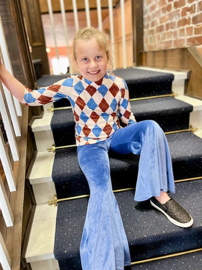 Velour Bell Bottom Pants Denim