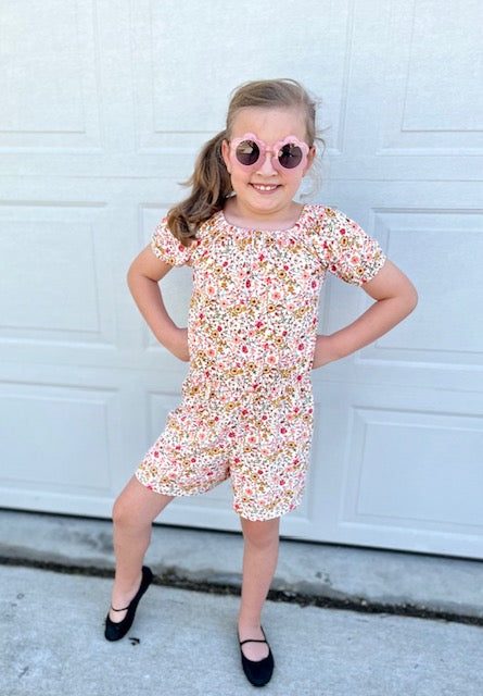 Eden Romper with Shorts in Tan Floral