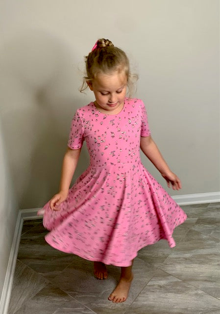 Ava Twirl Dress in Pink Floral