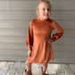 Olivia Velour Dress in Fall Rust Color