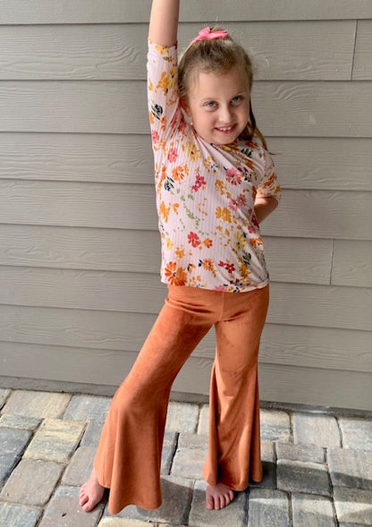 Velour Bell Bottom Pants Rust