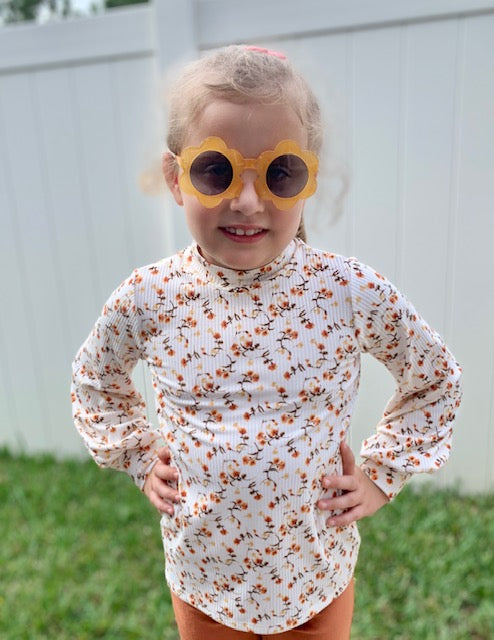 Olivia Bishop Sleeves Top in Ivory Floral