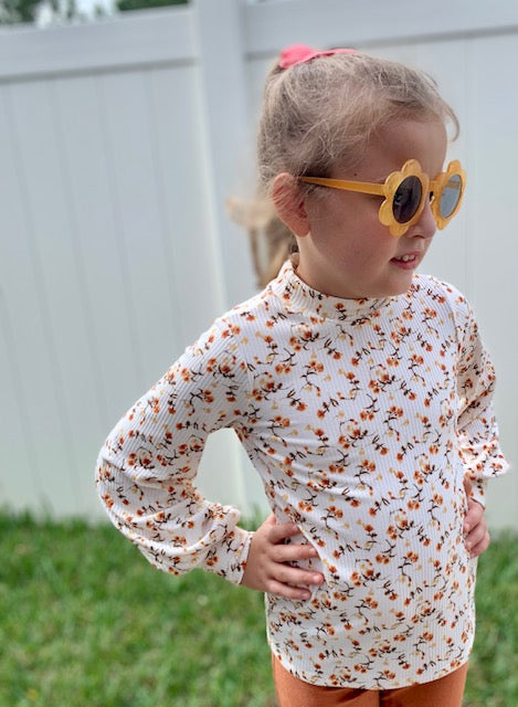 Olivia Bishop Sleeves Top in Ivory Floral