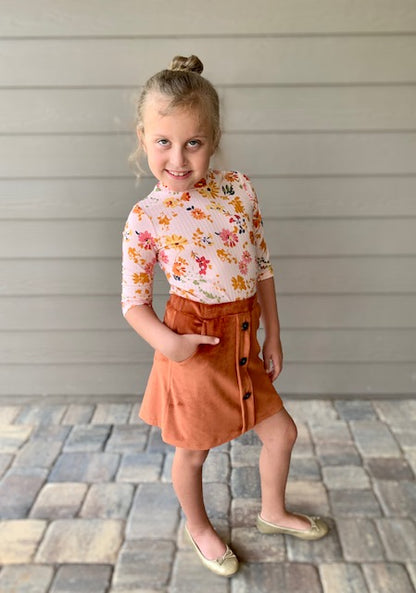 Velour Skirt with Pockets