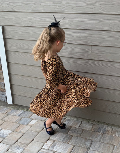 Ava Twirl Dress in Leopard Print